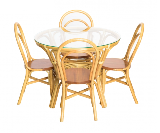 Обеденный комплект мебели из ротанга стол круглый и 4 стула (cr-ok00051)