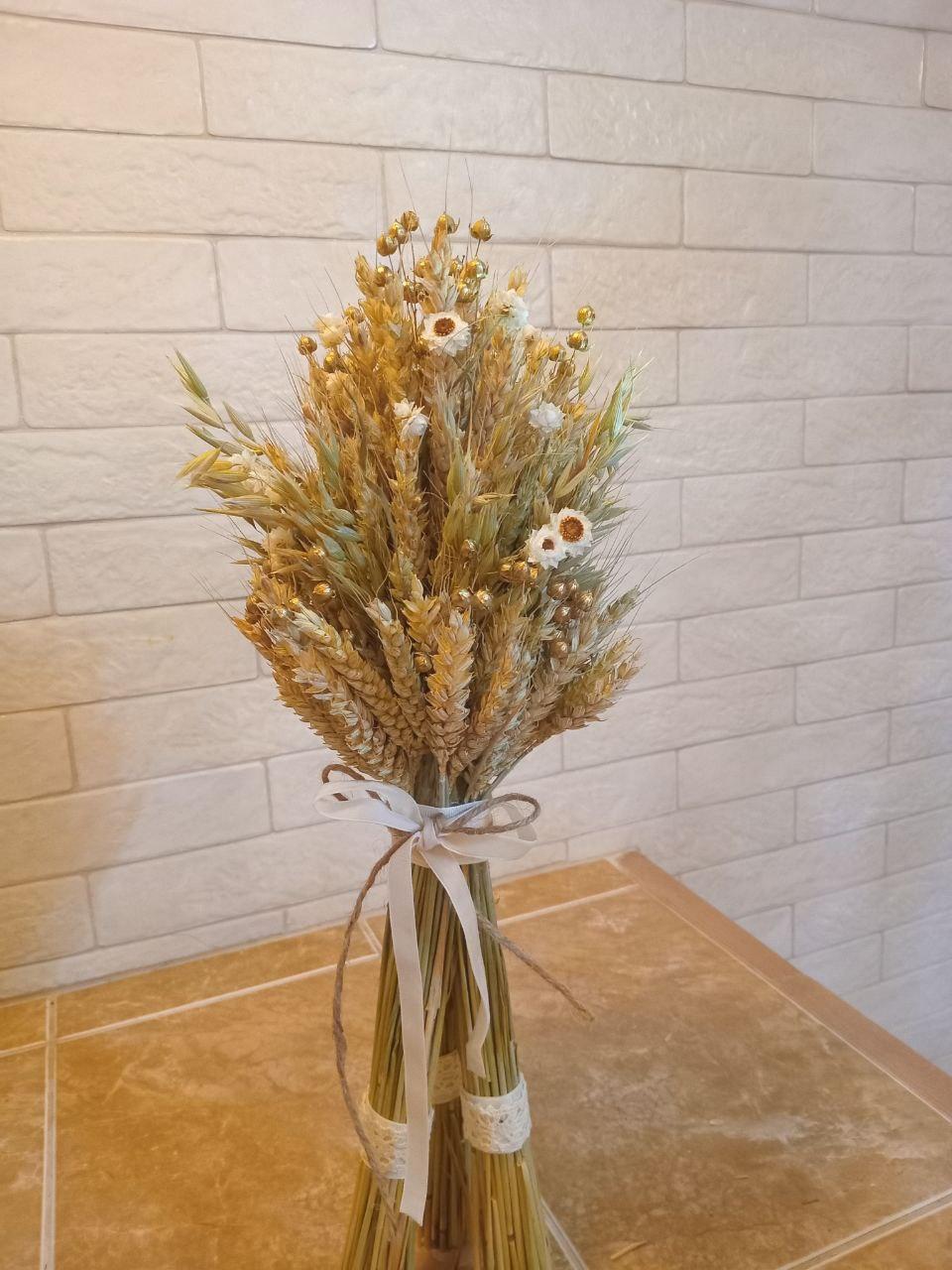 Дидух рождественский из колосья пшеницы/льна и овса на трех ножках 40-45 см с белой лентой (2814661741) - фото 9 Дидух рождественский из колосья пшеницы/льна и овса на трех ножках 40-45 см с белой лентой (2814661741) - фото 9