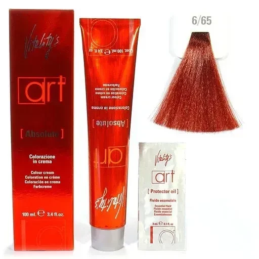 Крем-краска для волос с масляным коктейлем Vitality’s Art Absolute Hair Color Cream 6/65 Красно-махагоновый темный блондин 100 мл