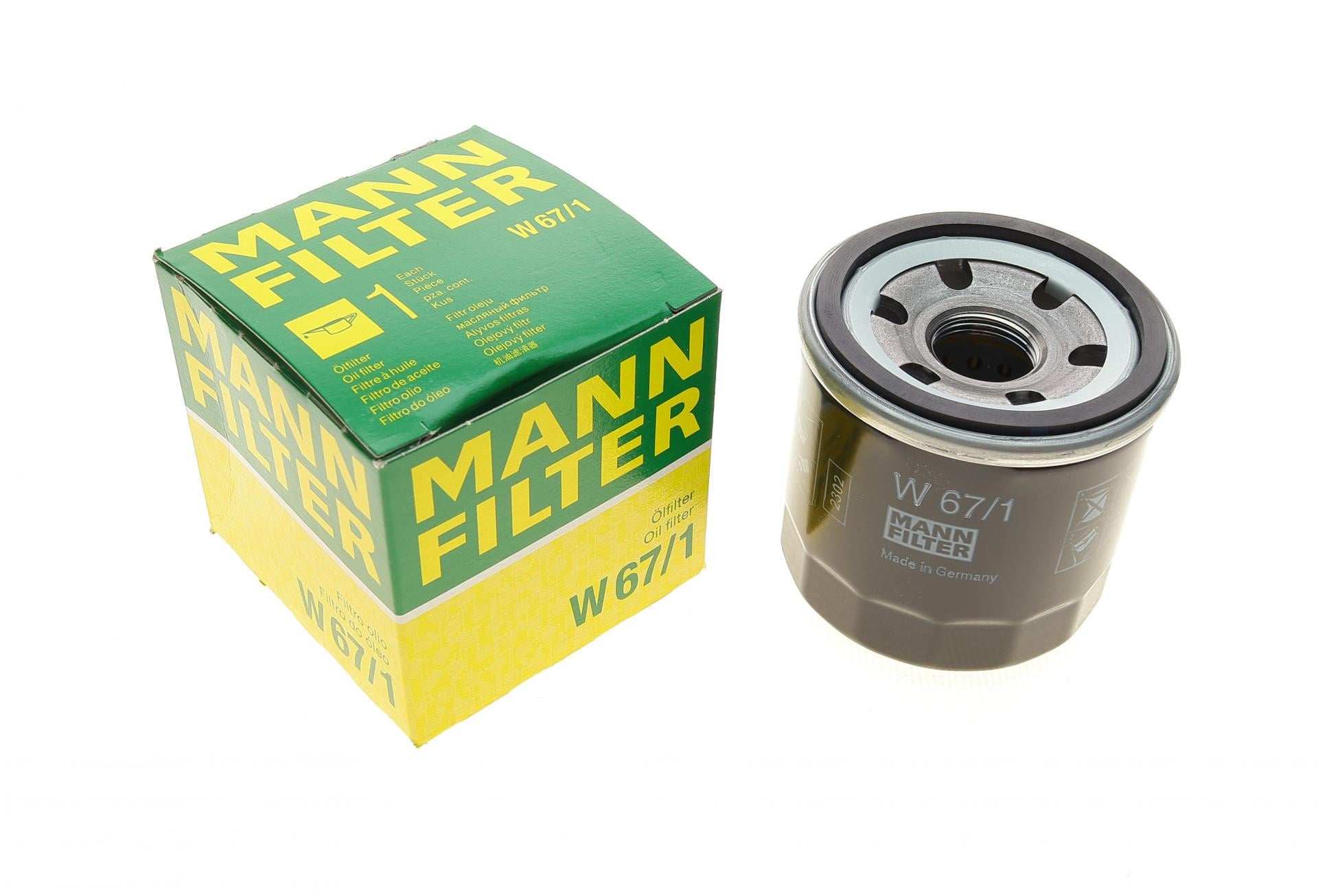 Фильтр масляный Mann-Filter для Mazda 3 1,3/1,6 03-14/1,5-1,6 Skyactive 13-19/Renault 1,5-1,6E-Tech 20- (W 67/1)