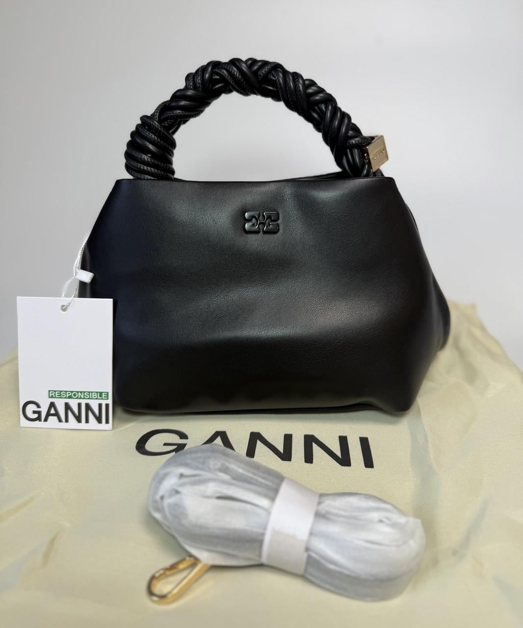 Сумка женская GANNI с плетеной ручкой Черный Сумка женская GANNI с плетеной ручкой Черный