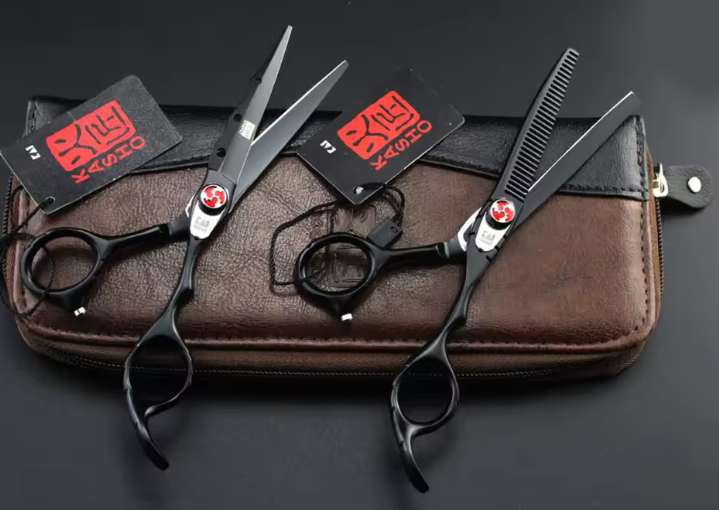 Набор парикмахерских ножниц для стрижки филирования волос KASHO 6" Black/Red