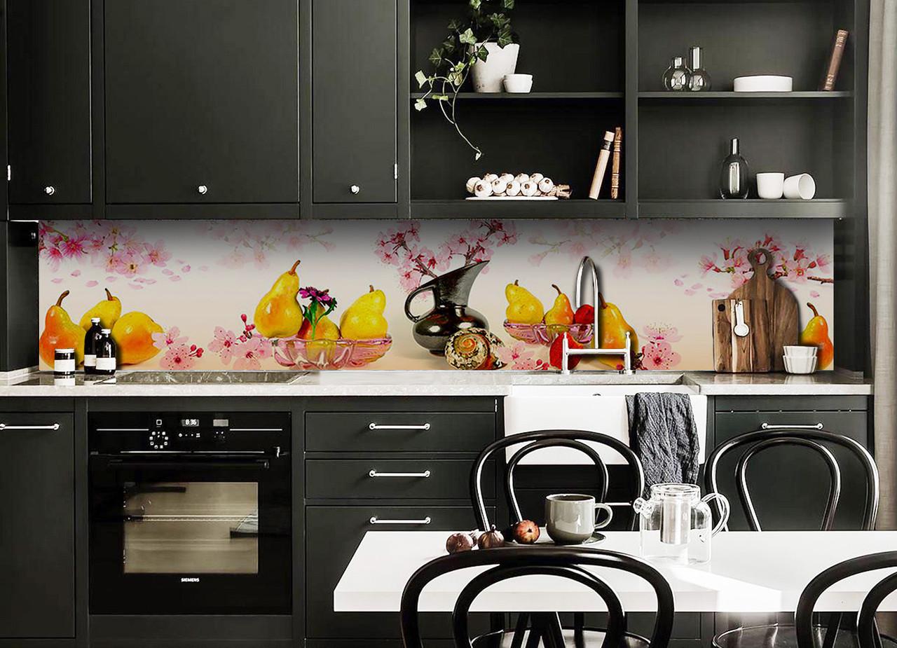 Кухонный фартук Сакура и груши из самоклеющейся виниловой пленки 60х250 см Желтый Кухонный фартук Сакура и груши из самоклеющейся виниловой пленки 60х250 см Желтый