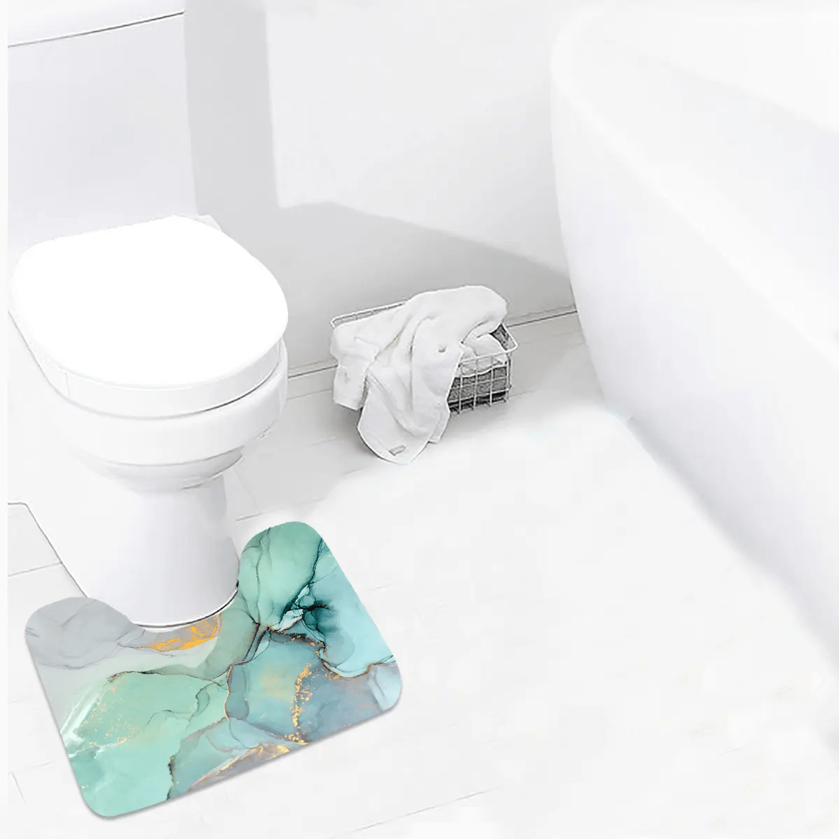 Набор ковриков и шторка для ванной комнаты Бирюзовый (2387695942) - фото 2