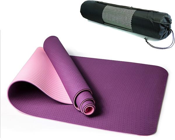 Килимок для йоги EasyFit TPE+TC 183х61 см з чохлом Фіолетовий/Рожевий (EF-VP6)