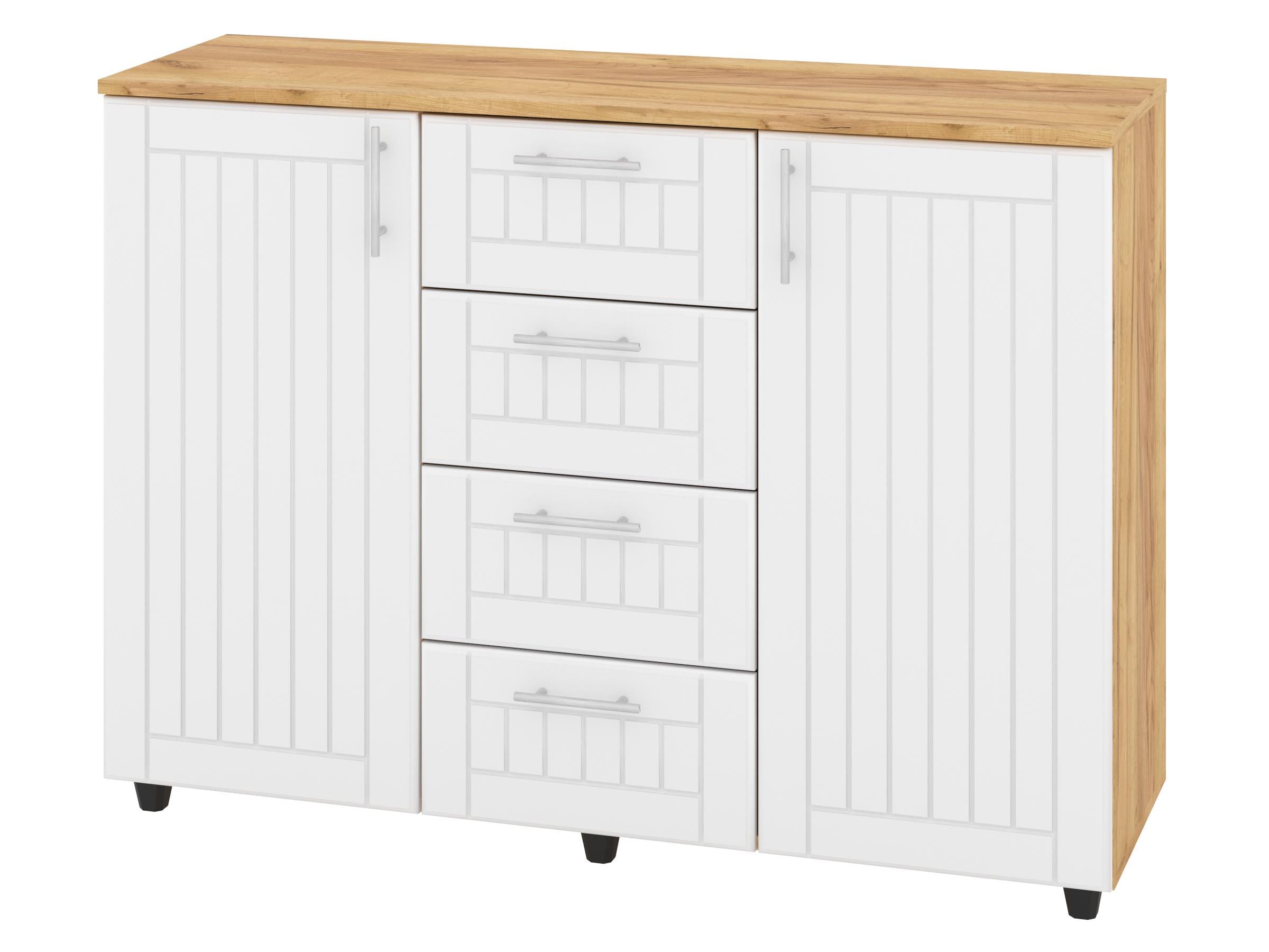 Комод с ящиками PEHOTIN К-4+2 МДФ ДСП/МДФ 120х38х87,5 см Дуб тахо/Белый (PN-100628)