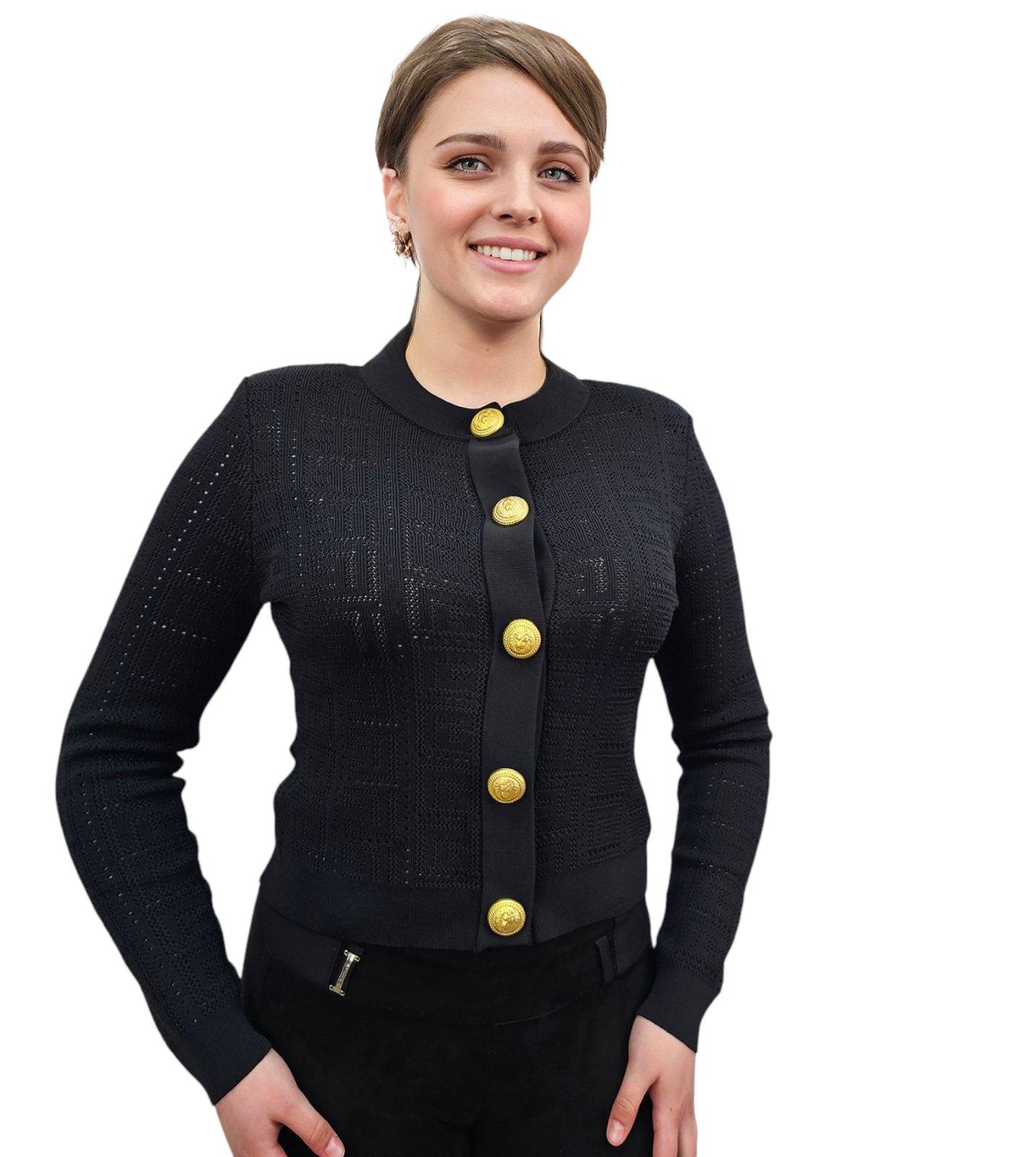 Кардиган женский вязаный с узором и золотыми пуговицами M Черный (26005538) Кардиган женский вязаный с узором и золотыми пуговицами M Черный (26005538)