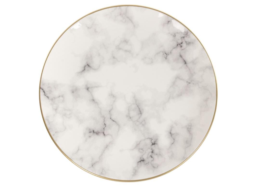 Тарелка обеденная Alba ceramics Marble керамическая 26 см Белый мрамор (769-030)