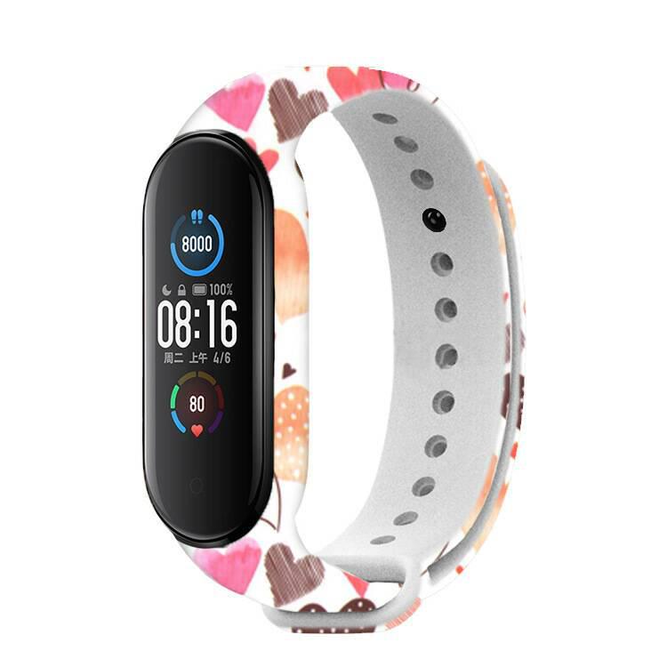 Ремешок MRK для фитнес браслета Xiaomi Mi Band 6/5 силиконовый Brown/White (56)