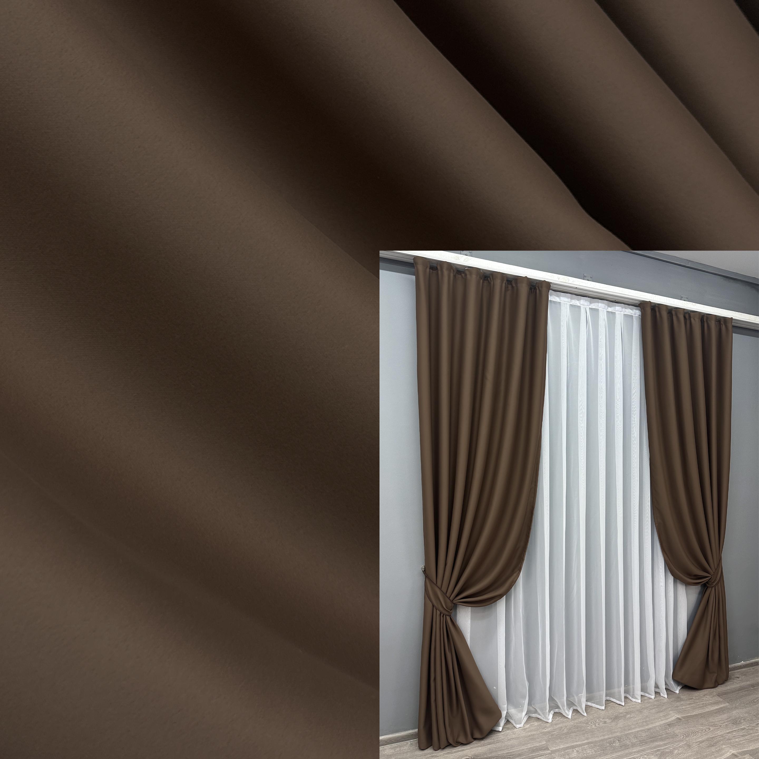 Комплект готовых штор VR-Textil Блэкаут Bagema Rvs №1238ш 150х295 см 2 шт. Шоколадный (33-0622) - фото 5