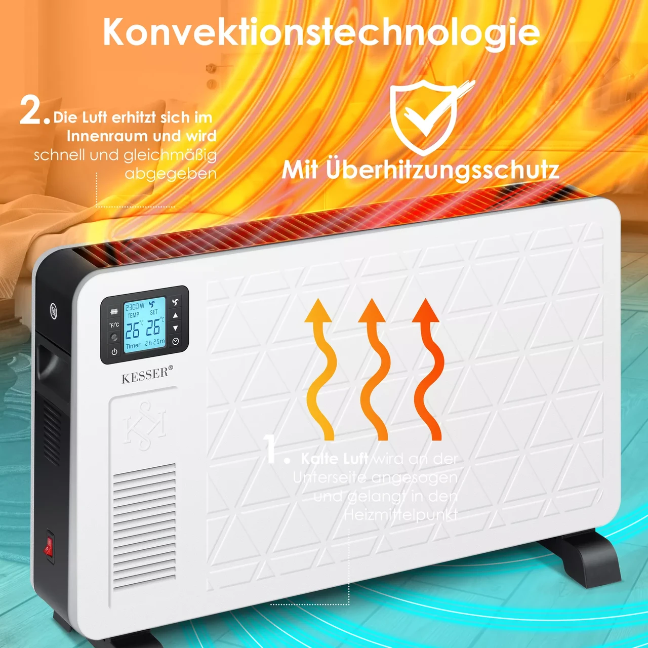 Обогреватель напольный KESSER 2300 Вт 30 м2 37°C - фото 9 Обогреватель напольный KESSER 2300 Вт 30 м2 37°C - фото 9