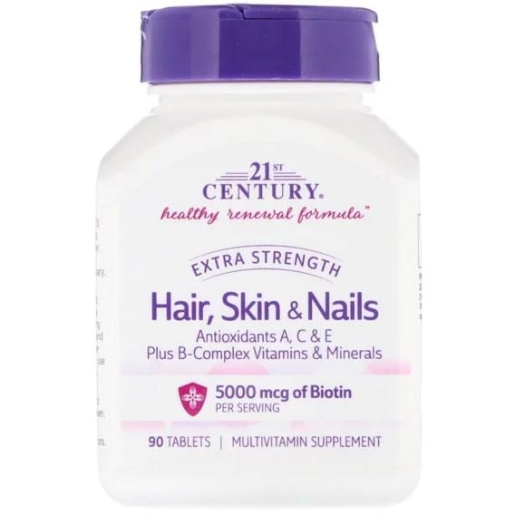 Комплекс для кожи волос ногтей 21st Century Hair Skin & Nails Extra Strength 90 Tabs (CEN-27847)