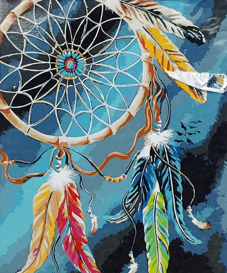 Картина по номерам Strateg Премиум Ловец снов 2 с лаком и уровнем 40x50 см (SY6903)