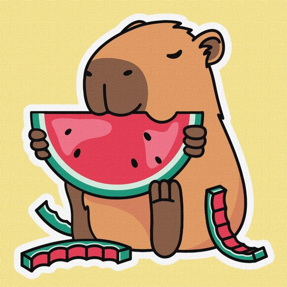 Картина по номерам Ideyka Капибара и Херсонский арбуз 40x40 см (KHO6749)