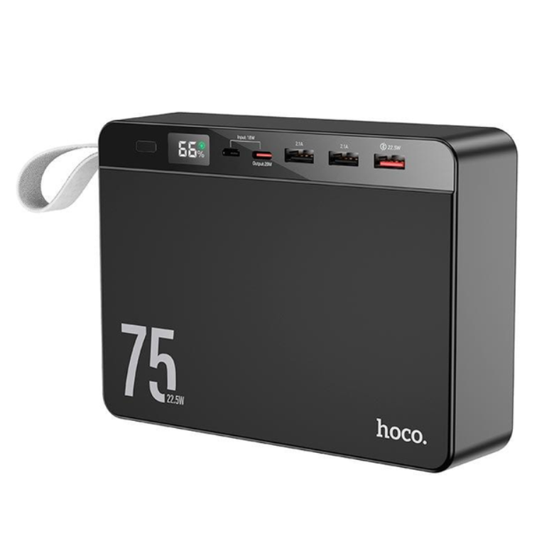 Повербанк Hoco J94 3USB/Type-C Overlord QC3.0+PD3.0 75000 mAh 22,5W с быстрой зарядкой Черный (7583049)