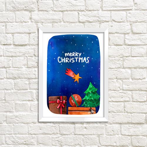 Постер в рамке Merry Christmas 30x42 см A3 (WMT3_21NG011_WH)