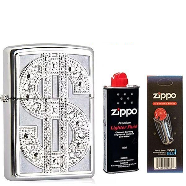 Зажигалка ZIPPO 20904 $ бензин/кремни
