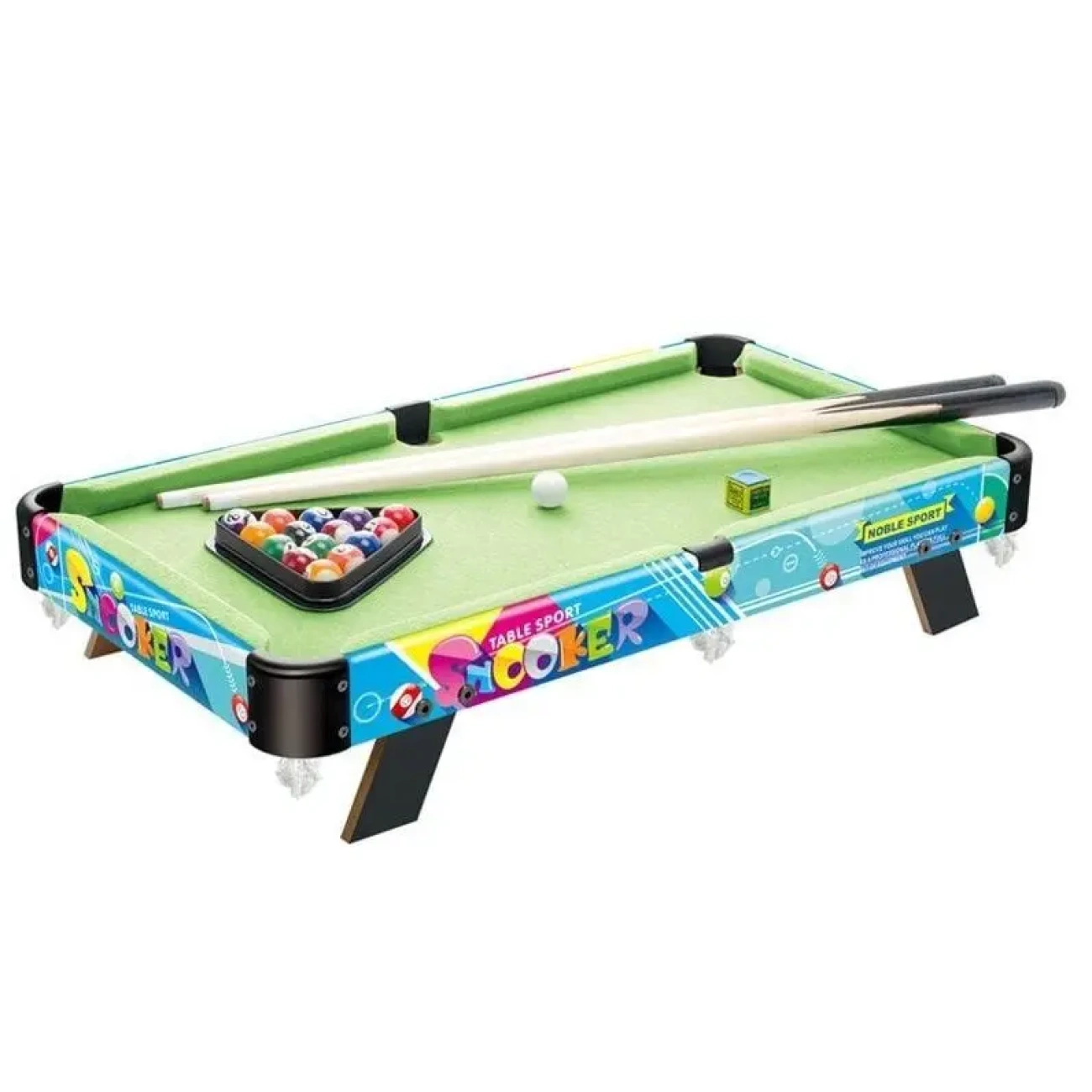 Набор для бильярда детский игровой 3 стола/2 дубинки/шарики/щеточка и треугольник (29187924)