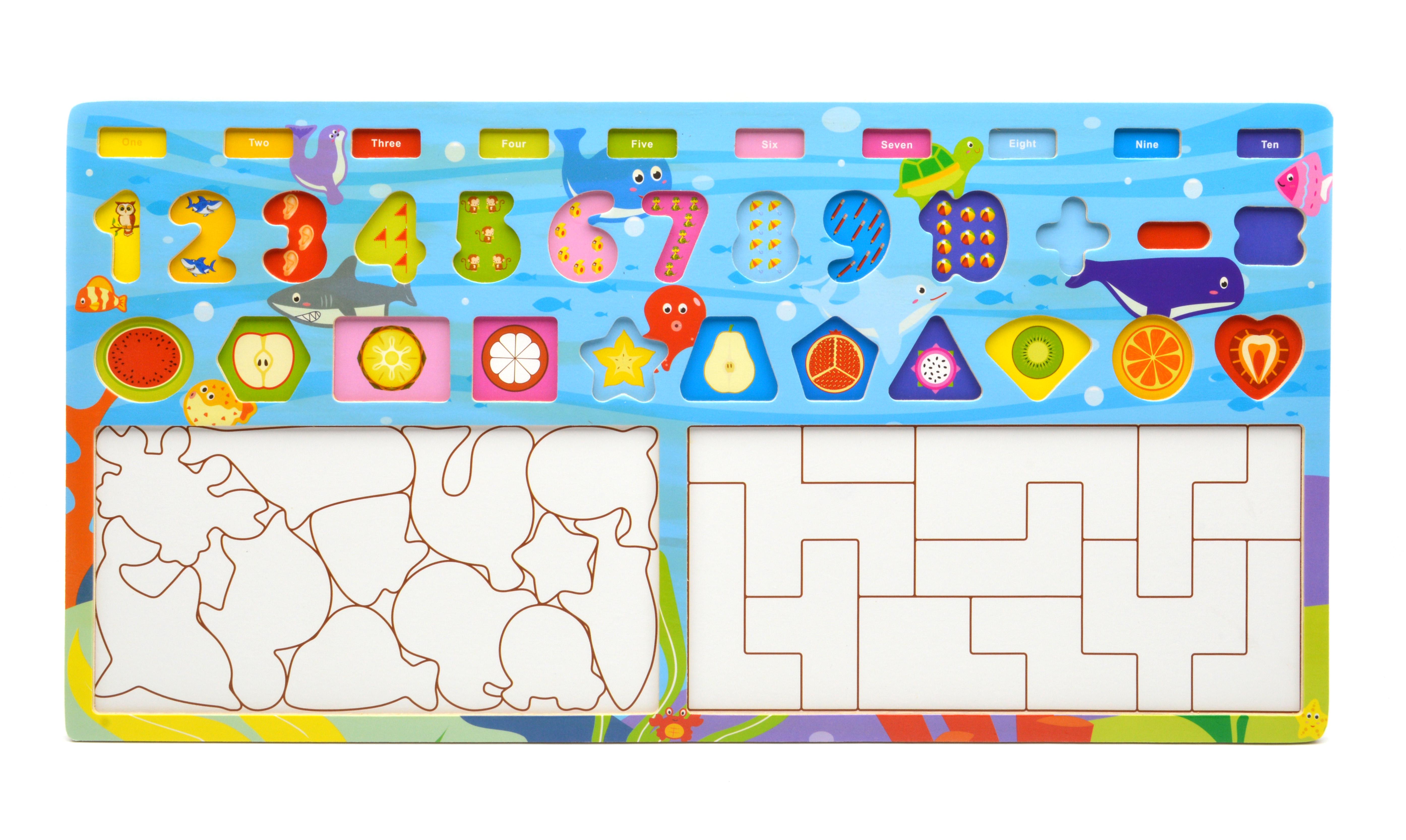 Дошка логічна дерев'яна сортер/риболовля/пазл/зоопарк/цифри/фігурки (73325) - фото 6 Дошка логічна дерев'яна сортер/риболовля/пазл/зоопарк/цифри/фігурки (73325) - фото 6