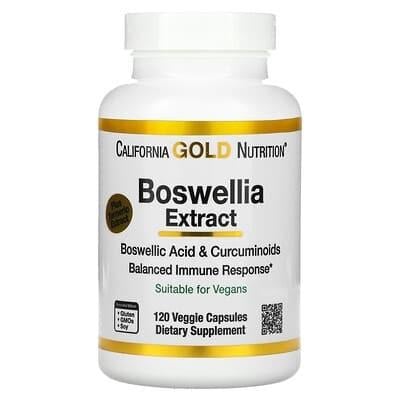 Босвеллия 500 мг California Gold Nutrition Boswellia Extract с экстрактом куркумы 120 растительных капс. (1252291478)