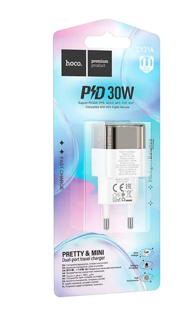 Зарядное устройство для Hoco МЗП C131A PD 30W + QC3.0 Platinum dual-port (2738)