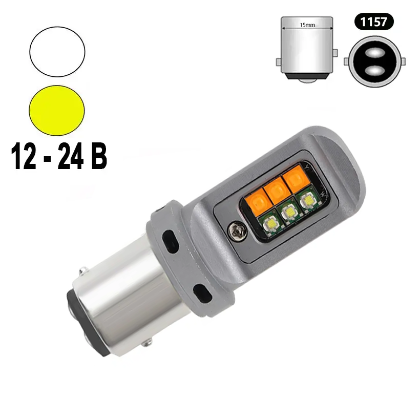 Автомобільна лампа Terra P21/5W 1157 BA15d 3535x12SMD 12-24V Біло-жовтий (1800522070) - фото 2