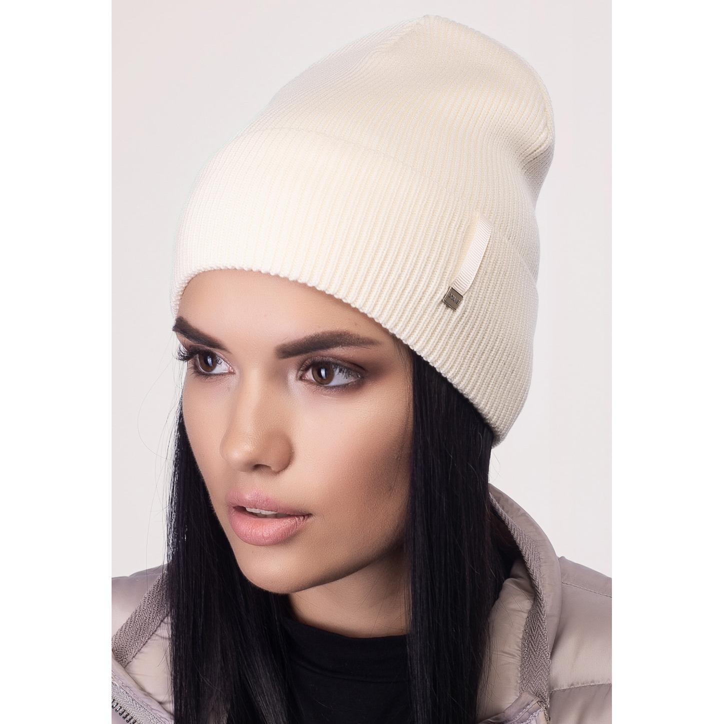 Шапка хлопчатобумажная Leks ТУРБО на флисовой подкладке с отворотом One size Молочный (121555)