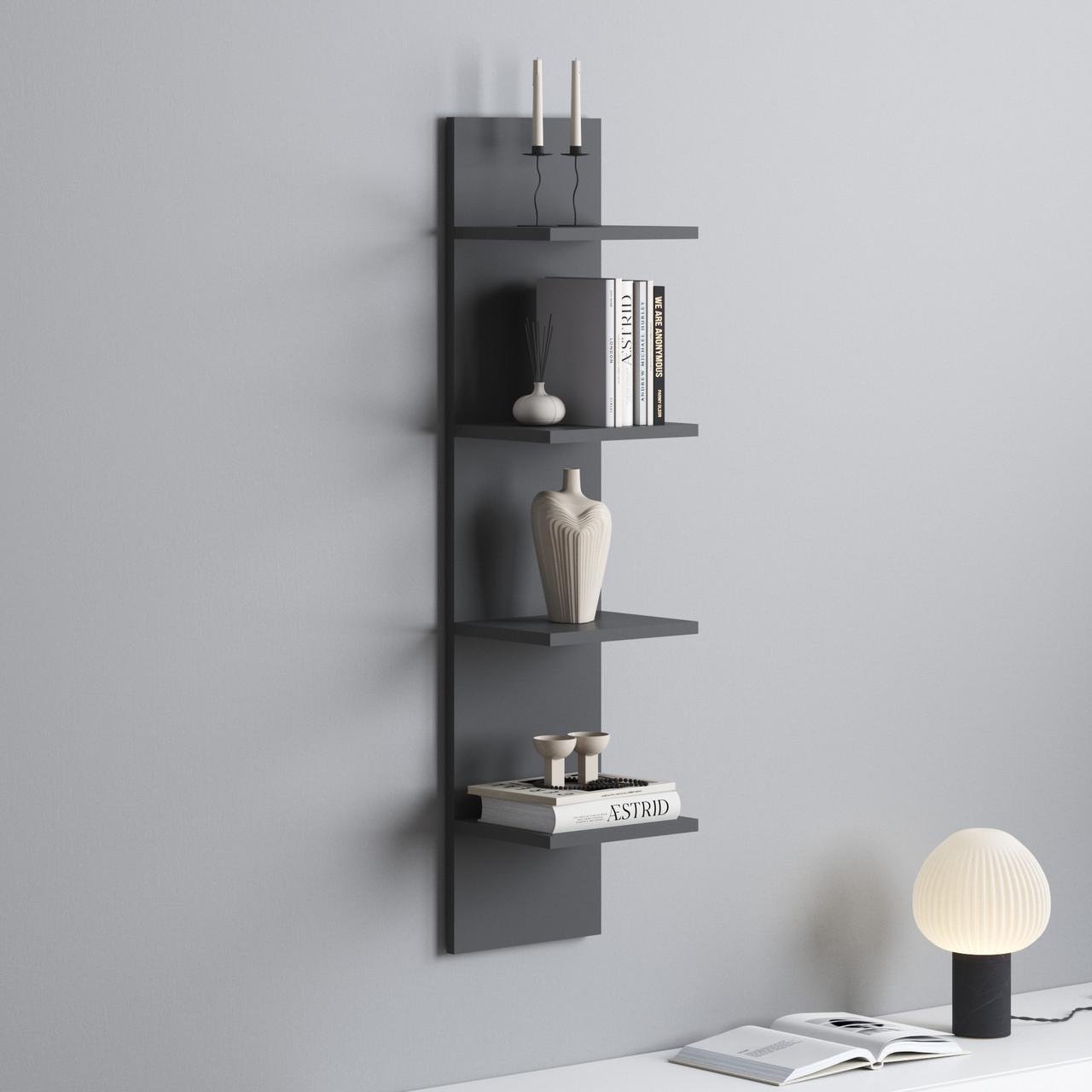 Полка настенная VAYS 25х20х108,4 см Антрацит (30380773)