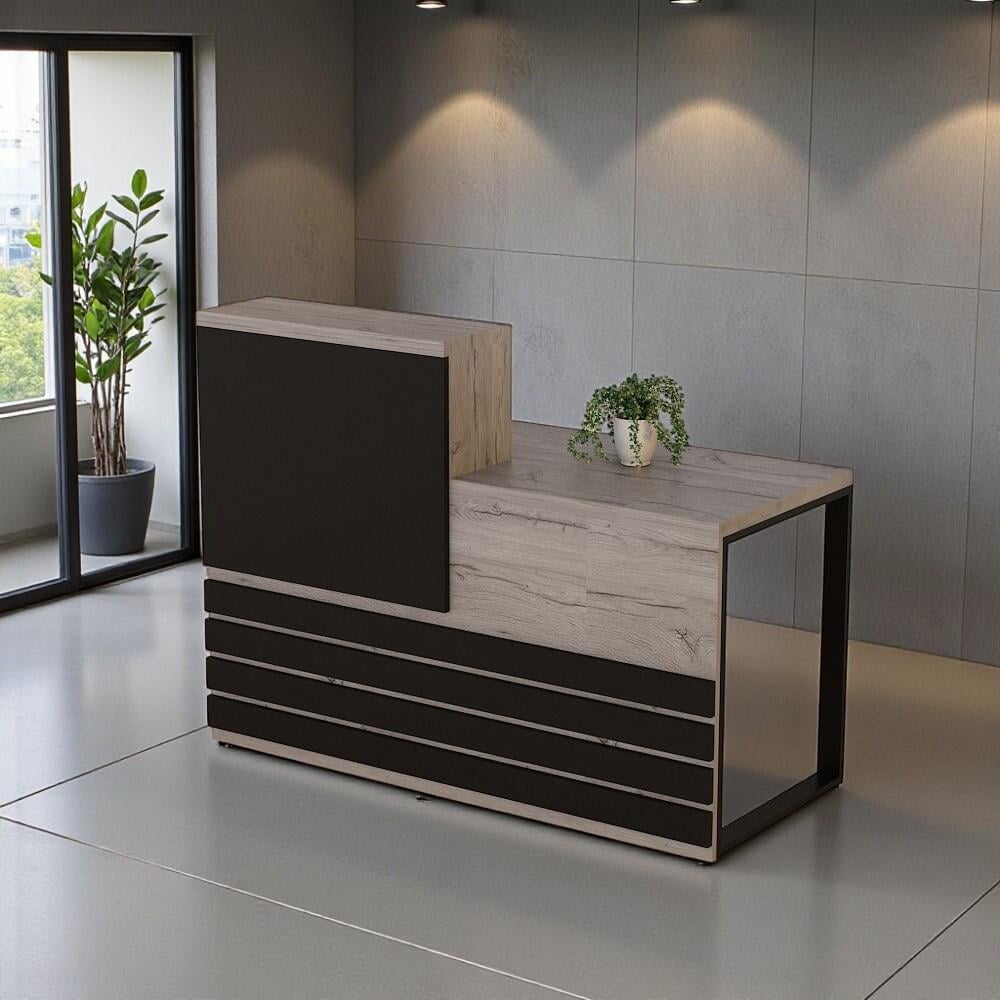 Стойка администратора Tobi Sho Ресепшн/5 правосторонняя для офиса 1600х636х1090 мм Хортица/Черный