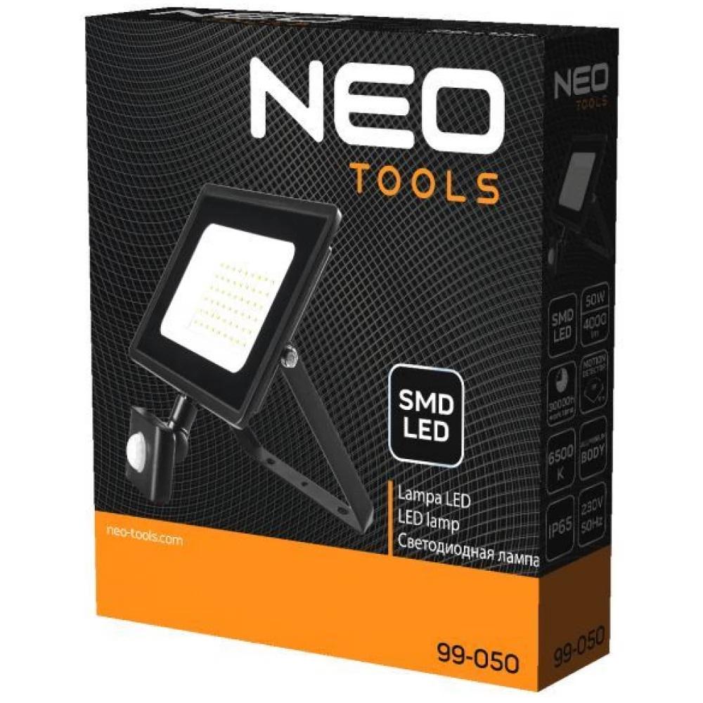 Прожектор світлодіодний Neo Tools з датчиком руху SMD LED 4000Lm 50 Вт Чорний (99-050) - фото 4