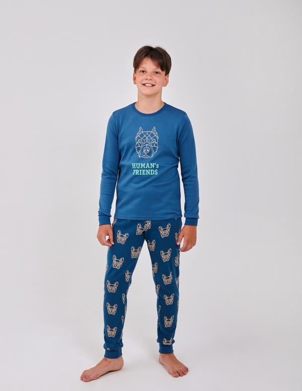 Пижама для мальчика SMIL Интерлок 146 см Серо-синий (104864-1)