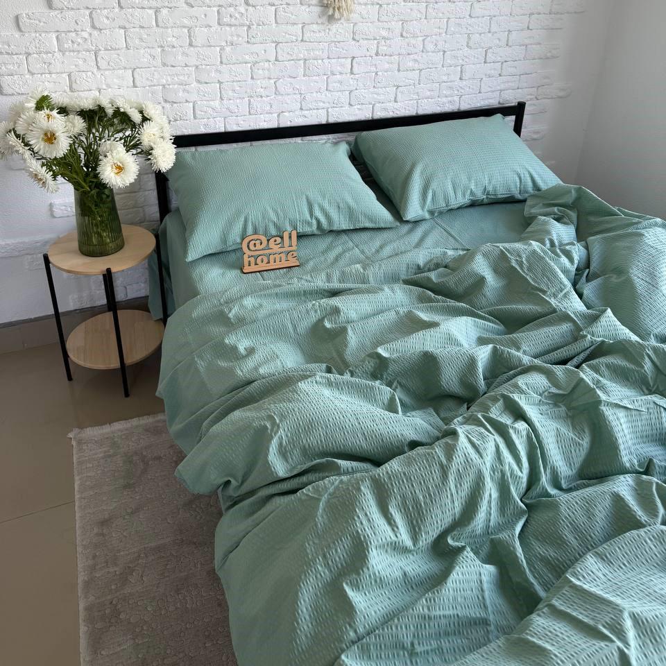 Комплект постільної білизни Ell Home турецька жатка полуторний наволочки 50x70 см/70x70 см Зелений полин (32538990)