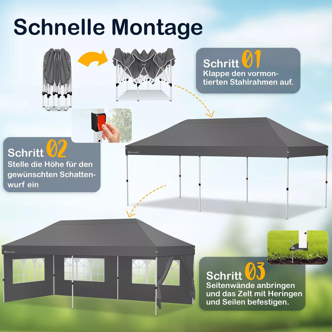 Павільйон садовий KESSER 6x3 м UV50+ Антрацит - фото 2 Павільйон садовий KESSER 6x3 м UV50+ Антрацит - фото 2