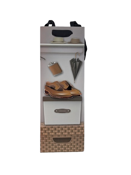 Пакет подарунковий паперовий під пляшку Stenson Style 3D R95562 36x13x8 cм Brown (27457177)