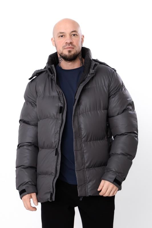 Куртка зимова стьобана чоловіча однотонна з відстібним капюшоном Носи Своє р. 50 Графітовий (16240) Куртка зимова стьобана чоловіча однотонна з відстібним капюшоном Носи Своє р. 50 Графітовий (16240)