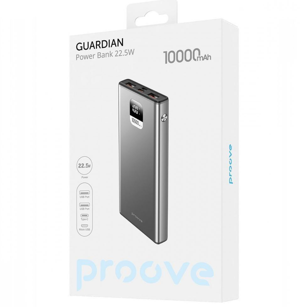 Повербанк Guardian зі швидкою зарядкою 10000 mAh 22,5W 3 A Grey (000366) - фото 3
