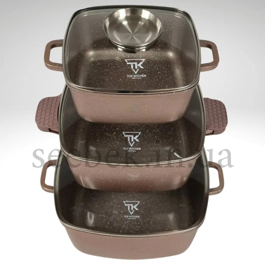 Набір посуду для індукції Top Kitchen TK-00025 з гранітним покриттям 6 предметів Пудровий (2480511868) - фото 5 Набір посуду для індукції Top Kitchen TK-00025 з гранітним покриттям 6 предметів Пудровий (2480511868) - фото 5