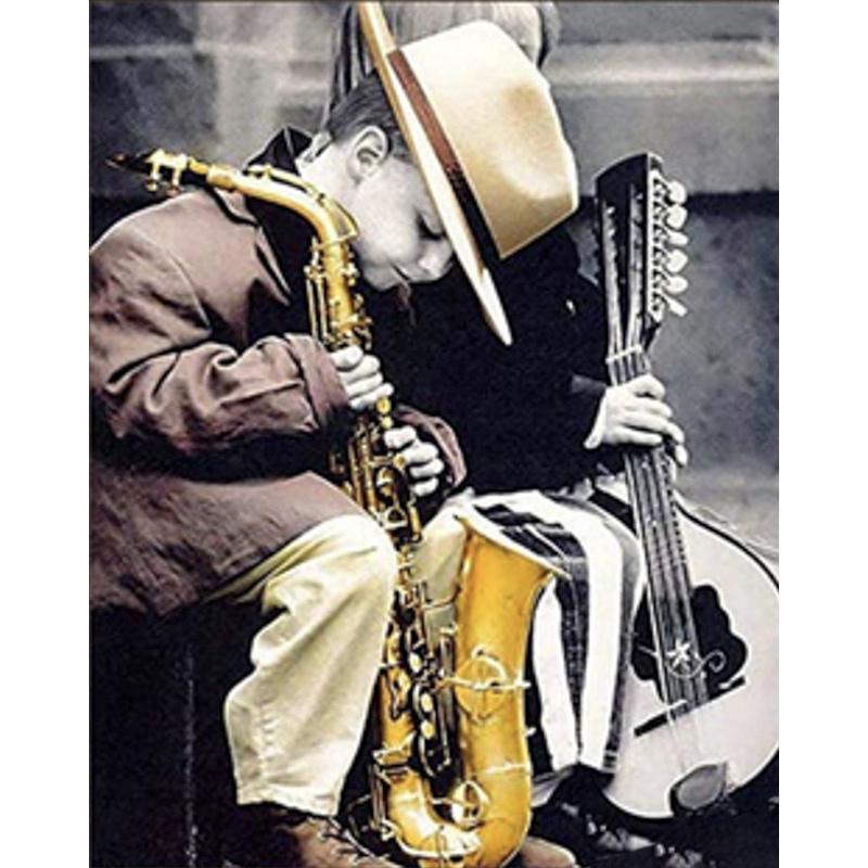 Алмазная мозаика по номерам Стратег Музыкант с детства на деревянном подрамнике 30х40 см Разноцветный (150-98-HEG86036)