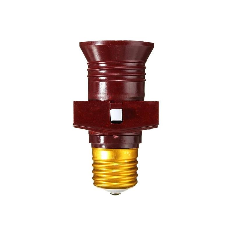 Патрон Gamma E27 6A 230V з розеткою та вимикачем для підключення аварійного світильника Коричневий (E27-brown)