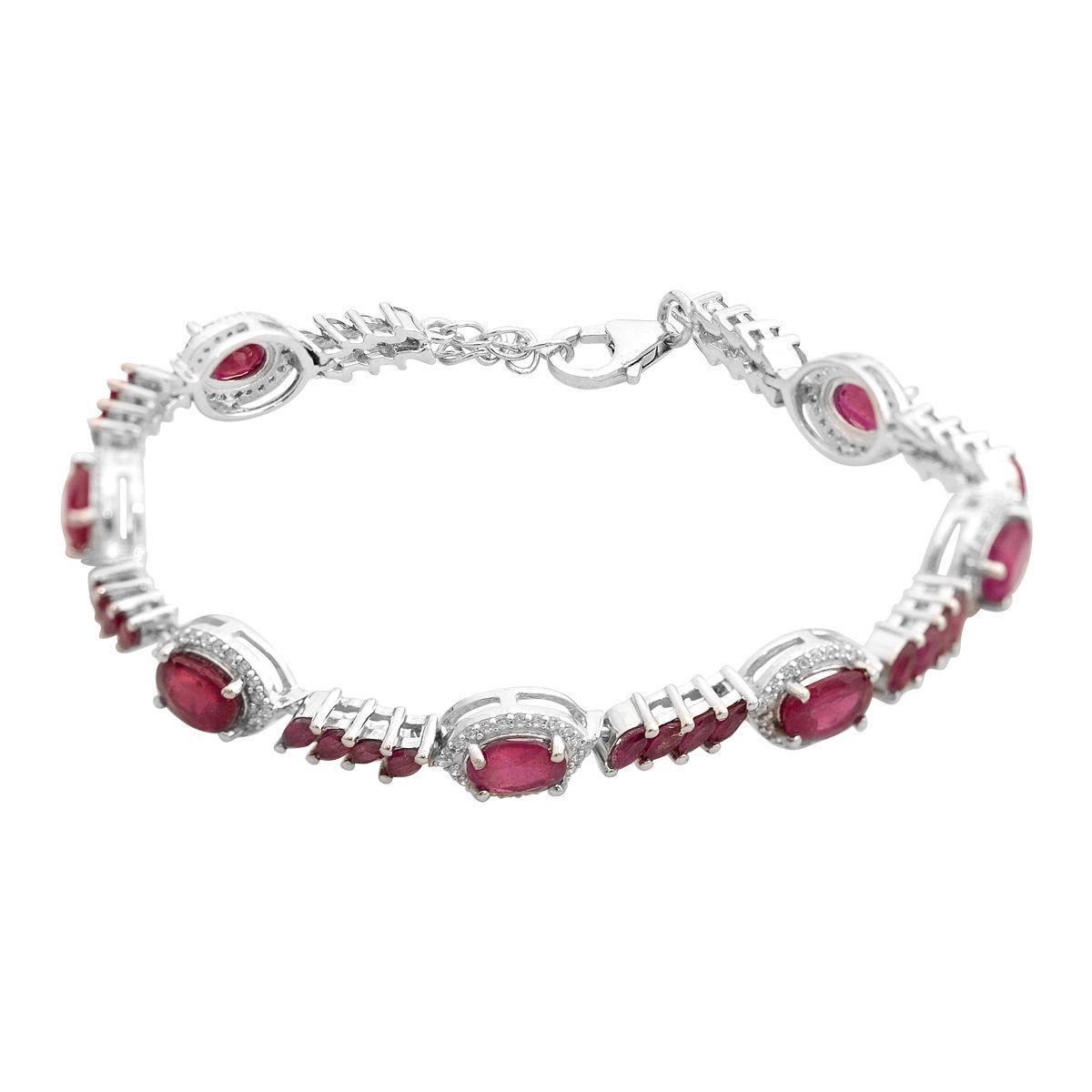 Браслет серебряный с натуральным рубином 12,29 ct 13,39 г 17 см (2166818)