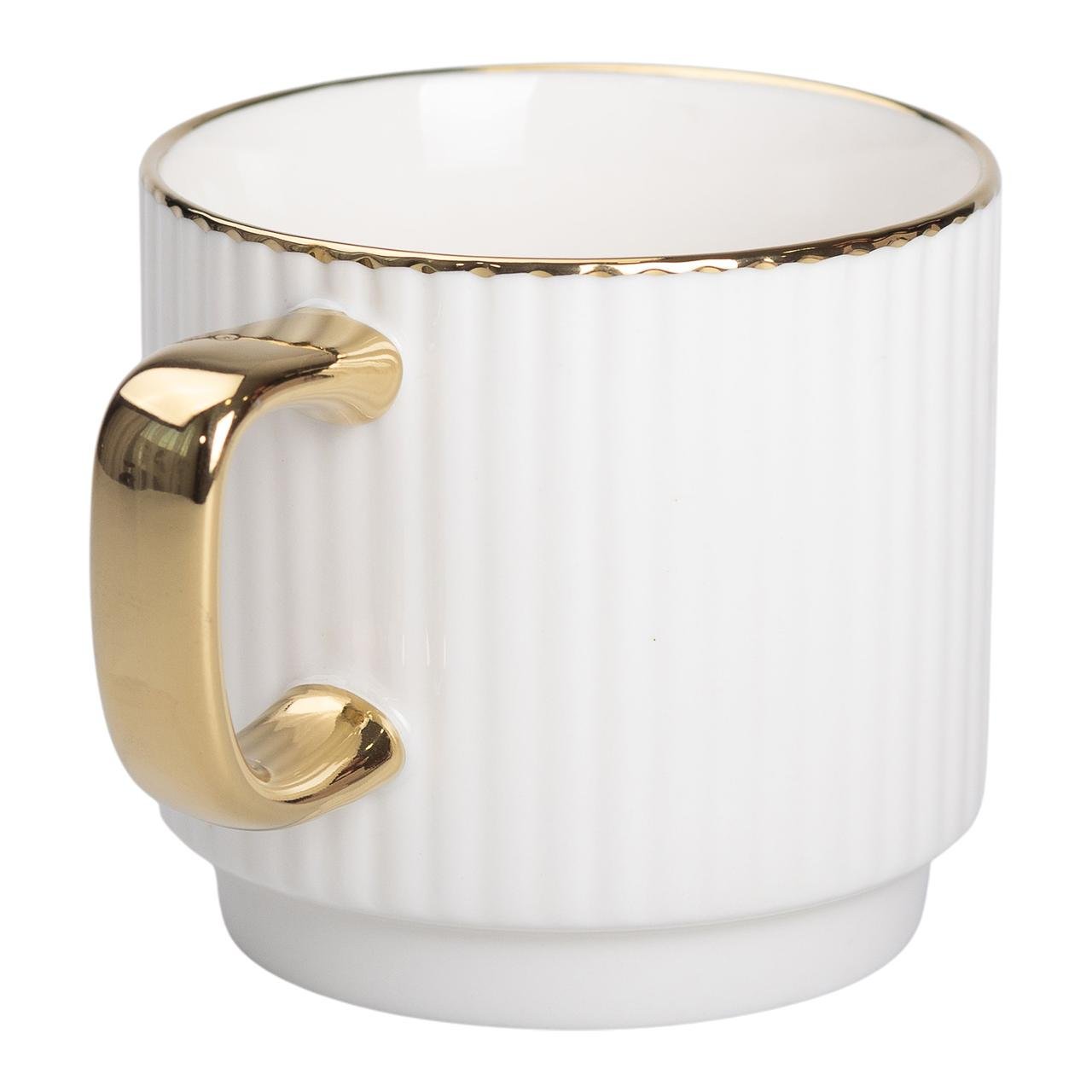 Чашка керамическая Light House с золотым ободком и золотой ручкой 300 мл (LG-20158) - фото 2