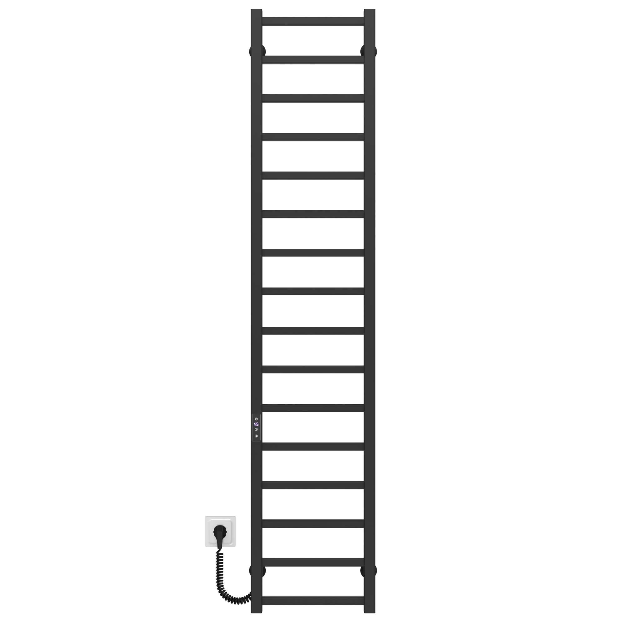 Полотенцесушитель электрический Deffi Forest П16 JD04 левое подключение нержавеющая сталь 400х1600 мм Черный (A.FR.160.40.16.EBL2)