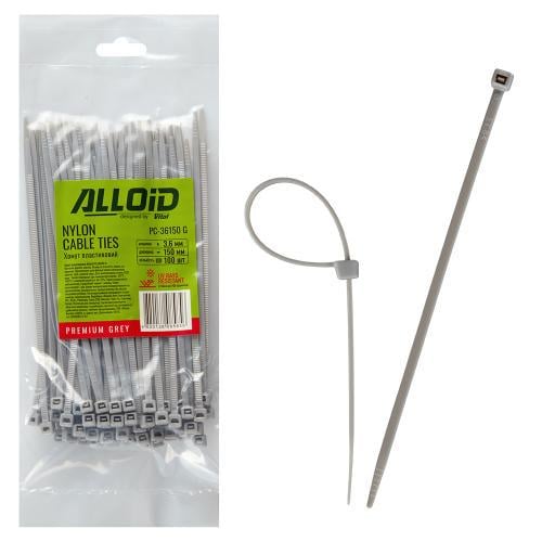 Хомут пластиковый Alloid 3,6х150 мм 100 шт. Серый (00000062846)
