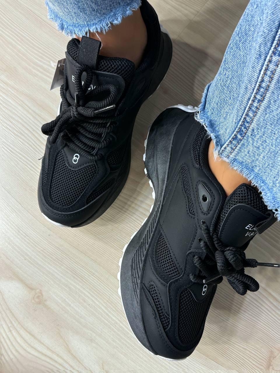 Кросівки жіночі Violeta 136-33 комбіновані на високій підошві р. 36 Чорний (5052) - фото 4