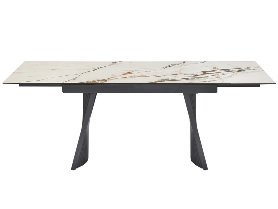 Стол обеденный раскладной Vetro Mebel TML-985 Олимпия из керамики+стекло/метал 90х140/70 см Касса голд/Черный (TML-985-kasa-gold/black) - фото 3