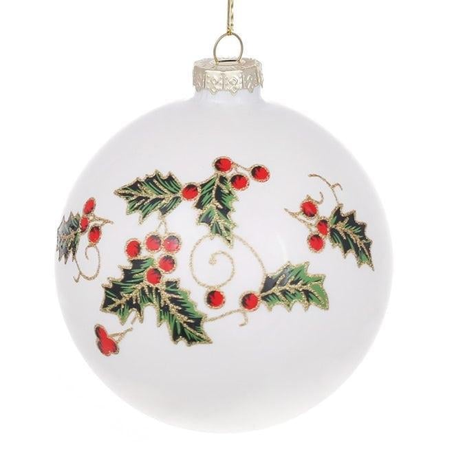 Набір ялинкових кульок скляних 10 см 4 шт. Білий (12595)