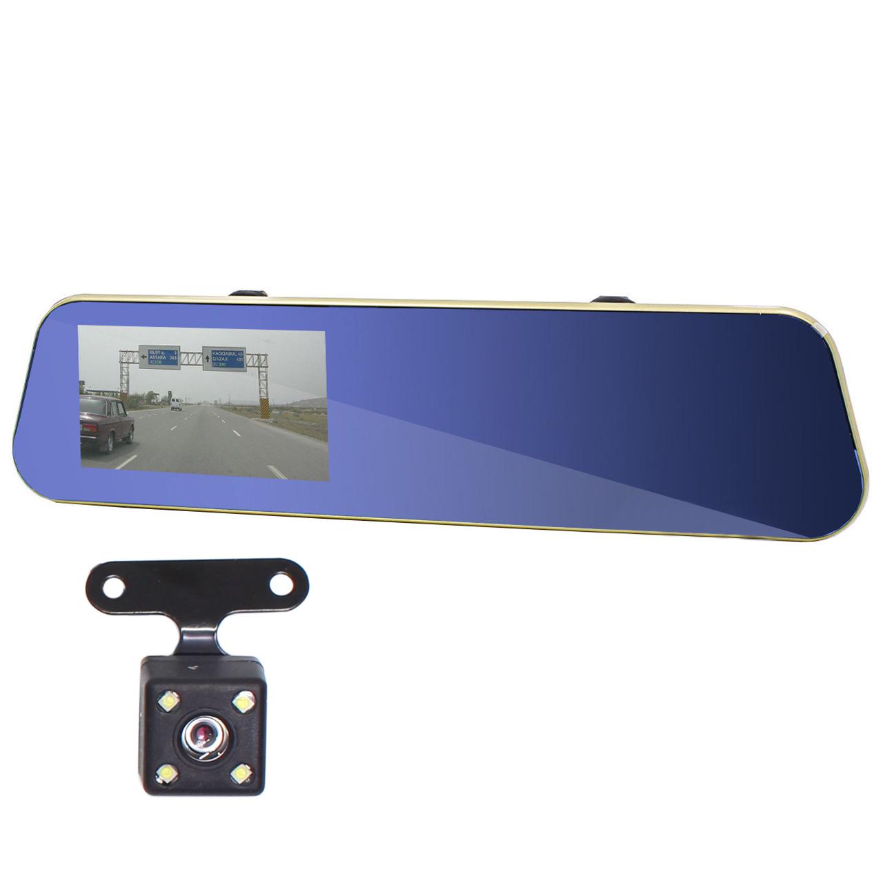 Дзеркало-відеореєстратор Lesko Mirror DVR Car H430 екран 4.3" FullHD записування G-Sensor з камерою заднього огляду