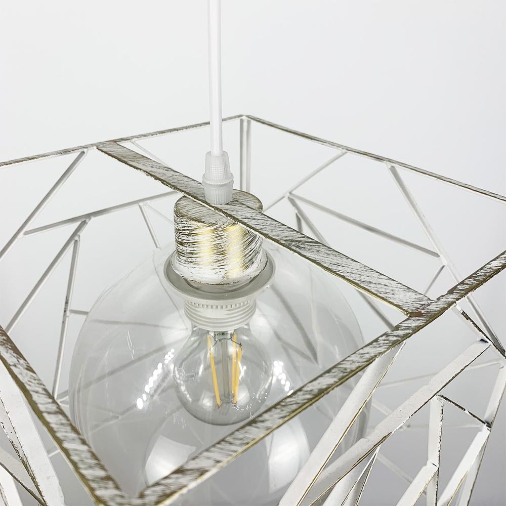 Люстра LineF лофт Куб з позолотою Білий (12120/1 WT+CL) - фото 3