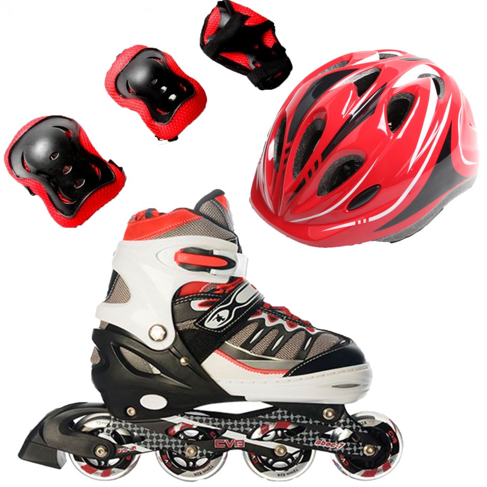 Ролики детские набор Feitelai Combo Pro защита и шлем р. 38-41 Красный (2T3007P)