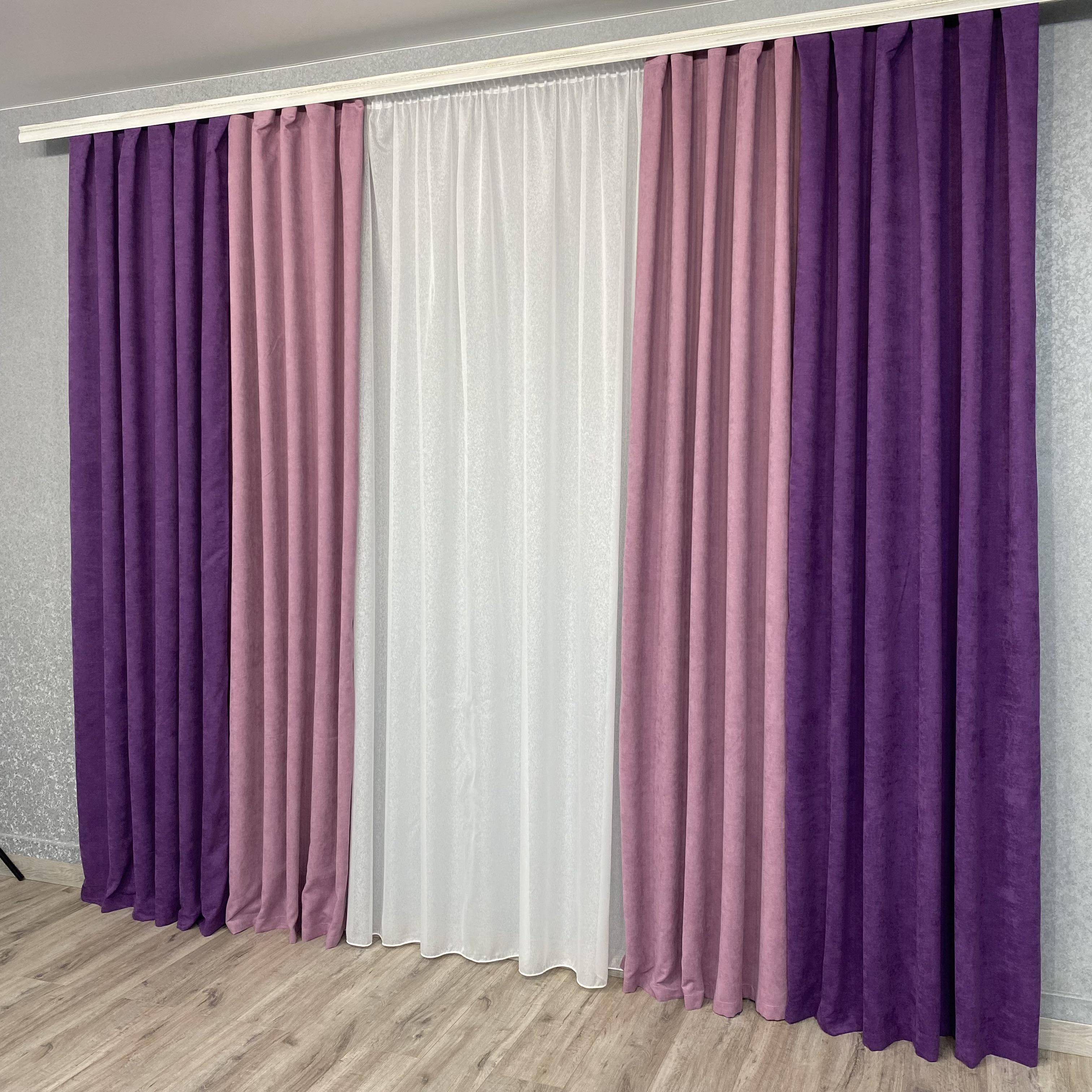 Штори мікровелюр TG Home Дует №450 1,50х2,70 м Фіолетово-рожевий (450-98/110) - фото 7